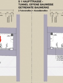 S1 Wiener Aussenring Schnellstraße - Regelquerschnitt offene Bauweise Tunnel Lobau