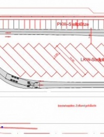 A14, Schleppkurve Parkplatz