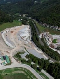 Semmering Basistunnel neu - Luftbild Baustelle Gloggnitz B27